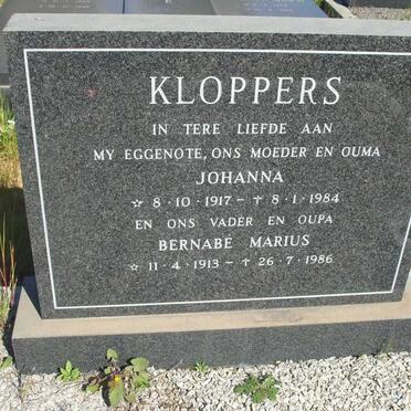KLOPPERS Bernabe Marius 1913-1986 &amp; Johanna 1917-1984