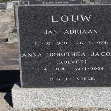 LOUW Jan Adriaan 1900-1974 & Anna Dorothea Jacoba KOLVER 1904-2004