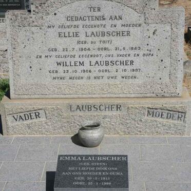 LAUBSCHER Willem 1906-1987 & Ellie DU TOIT 1904-1943 :: LAUBSCHER Emma nee STEYN 1913-1998