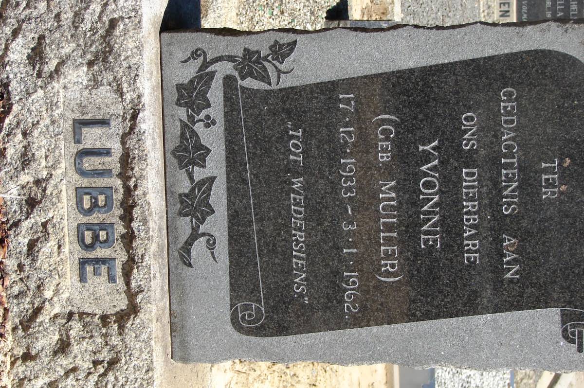 LUBBE Yvonne nee MULLER 1933-1962