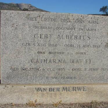 MERWE Gert Albertus, van der 1884-1952 & Catharina MOUTON 1993-1975