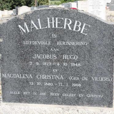 MALHERBE Jacobus Hugo 1872-1948 & Magdalena Christina DE VILLIERS 1880-1966
