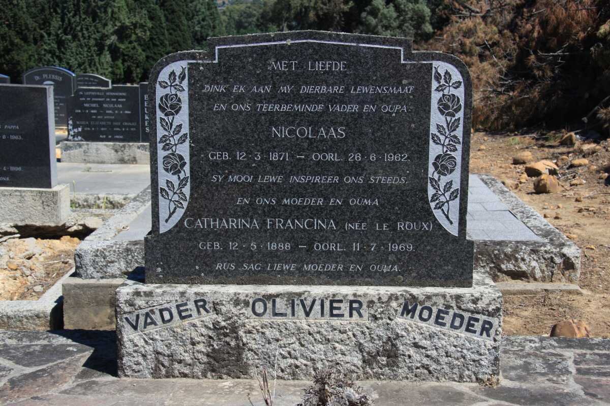 OLIVIER Nicolaas 1871-1962 &amp; Catharina Francina LE ROUX 1888-1969
