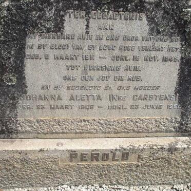 PEROLD Awie 1911-1945 &amp; Johanna Aletta CARSTENS 1909-1951