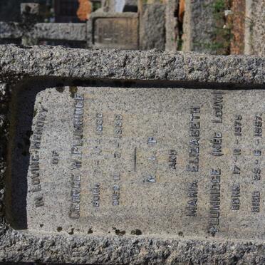 PLUMRIDGE George W. 1866-1935 &amp; Maria Elizabeth LOUW 1875-1957