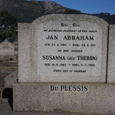 PLESSIS Jan Abraham, du 1885-1951 &amp; Susanna THERON 1885-1952