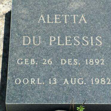 PLESSIS Aletta, du 1892-1982