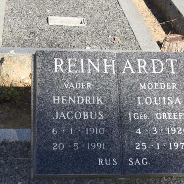 REINHARDT Hendrik Jacobus 1910-1991 &amp; Louisa GREEFF 1920-1979