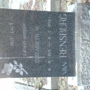 RENSBURG Elizabeth W., van 1931-1972