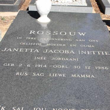 ROSSOUW Janetta Jacoba nee JORDAAN 1914-1986