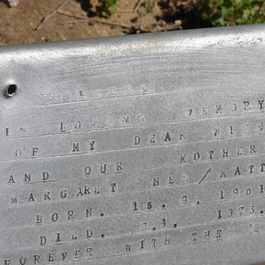 RUITERS Margaret nee MATTHEE 1901-1973