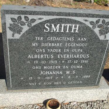 SMITH Albertus Everhardus 1913-1981 & Johanna M.S. 1917-1989