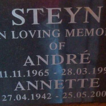 STEYN Andre 1965-1997 Annette 1942-2001