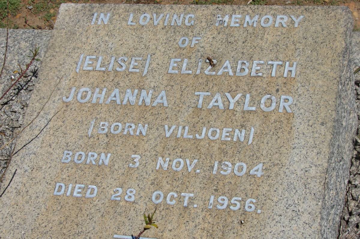 TAYLOR Elizabeth Johanna nee VILJOEN 1904-1956