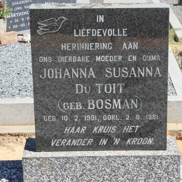 TOIT Johanna Susanna, du nee BOSMAN 1901-1981