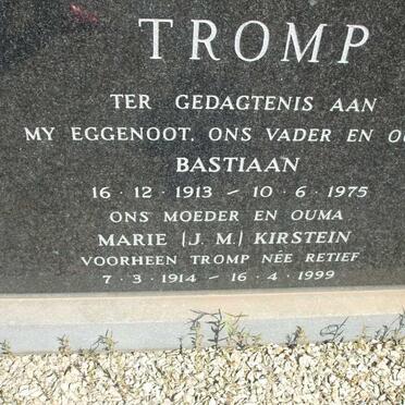 TROMP Bastiaan 1913-1975 &amp; J.M. RETIEF voorheen TROMP 1914-1999