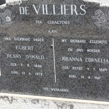 VILLIERS Egbert Henry Oswald, de 1886-1973 &amp; Johanna Cornelia RETIEF 1889-1967 