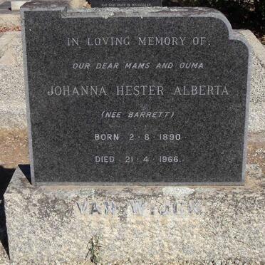 WIJCK Johanna Hester Alberta nee BARRETT 1890-1966