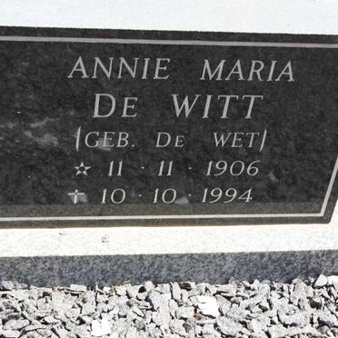WITT Annie Marie, de nee DE WET 1906-1994