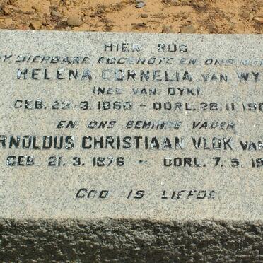 WYK Arnoldus Christiaan Vlok, van 1876-1903 & Helena Cornelia VAN DYK 1880-1902