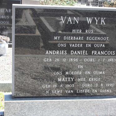 WYK Andries Daniel Francois, van 1896-1983 & Matty KRIGE 1905-1990