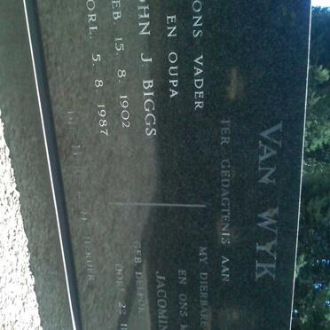 WYK John J. Biggs, van 1902-1987 & Jacomina C. DELPORT 1907-1975