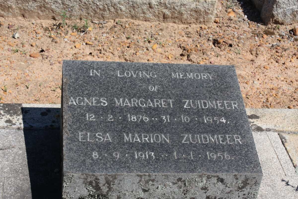 ZUIDMEER Agnes Margaret 1876-1954 :: ZUIDMEER Elsa Marion 1913-1956