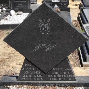 ZYL Albertus Johannes, van 1928-1970 &amp; Wilhelmina Christina JACOBS 1924-1991