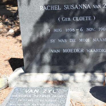 ZYL Rachel Susanna, van nee CLOETE 1898-1969 :: VAN ZYL Hendrik Petrus 1927-2005 