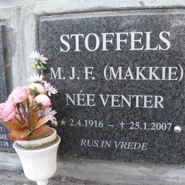 STOFFELS M.J.F. nee VENTER 1916-2007