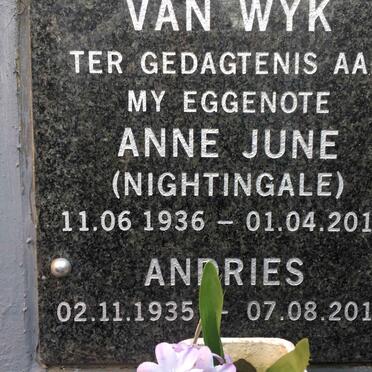 WYK Andries, van 1935-2015 &amp; Anne June NIGHTINGALE 1936-2014
