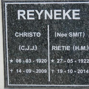 REYNEKE C.J.J. 1920-2009 &amp; H.M. SMIT 1922-2014