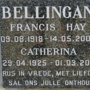 BELLINGAN Francis Hay 1918-2008 &amp; Catherina 1925-2011