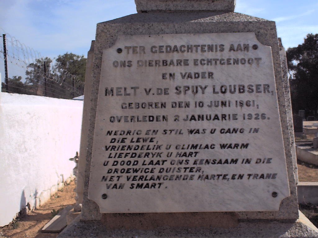 LOUBSER Melt v.d. Spuy 1861-1926
