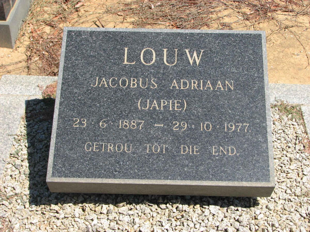 LOUW Jacobus Adriaan 1887-1977