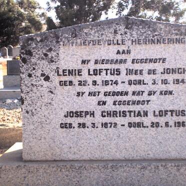LOFTUS Joseph Christiaan 1872-1963 &amp; Lenie DE JONGH 1874-1947