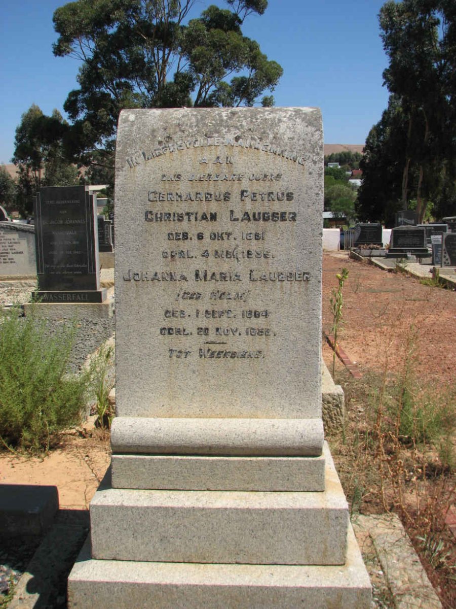 LAUBSER Gerhardus Petrus Chritiaan 1881-1938 &amp; Johanna Maria 1884-193?