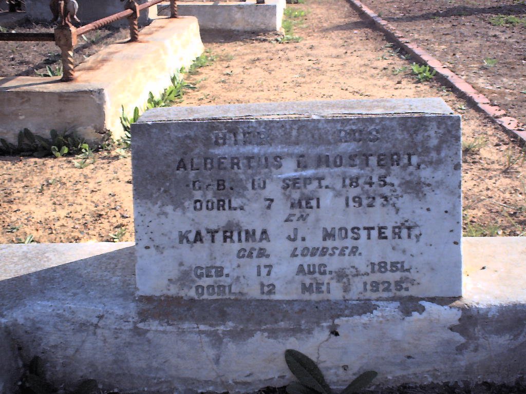 MOSTERT Albertus E. 1845-1923 &amp; Katrina J. LOUBSER 1851-1925