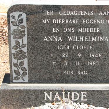 NAUDE Anna Wilhelmina nee CLOETE 1946-1983