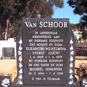 SCHOOR Michiel Johannes, van 1904-1998 &amp; Elizabeth Wilhelmina Storey LOUW 1905-1979