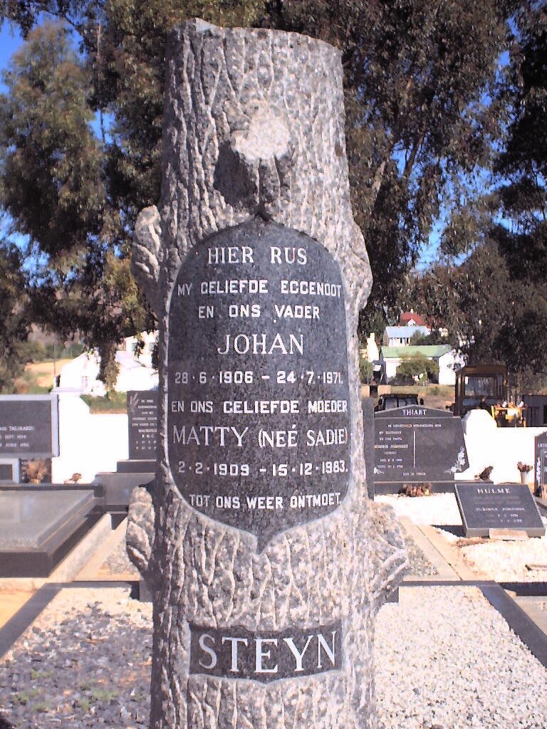 STEYN Johan 1906-1971 &amp; Matty SADIE 1909-1983
