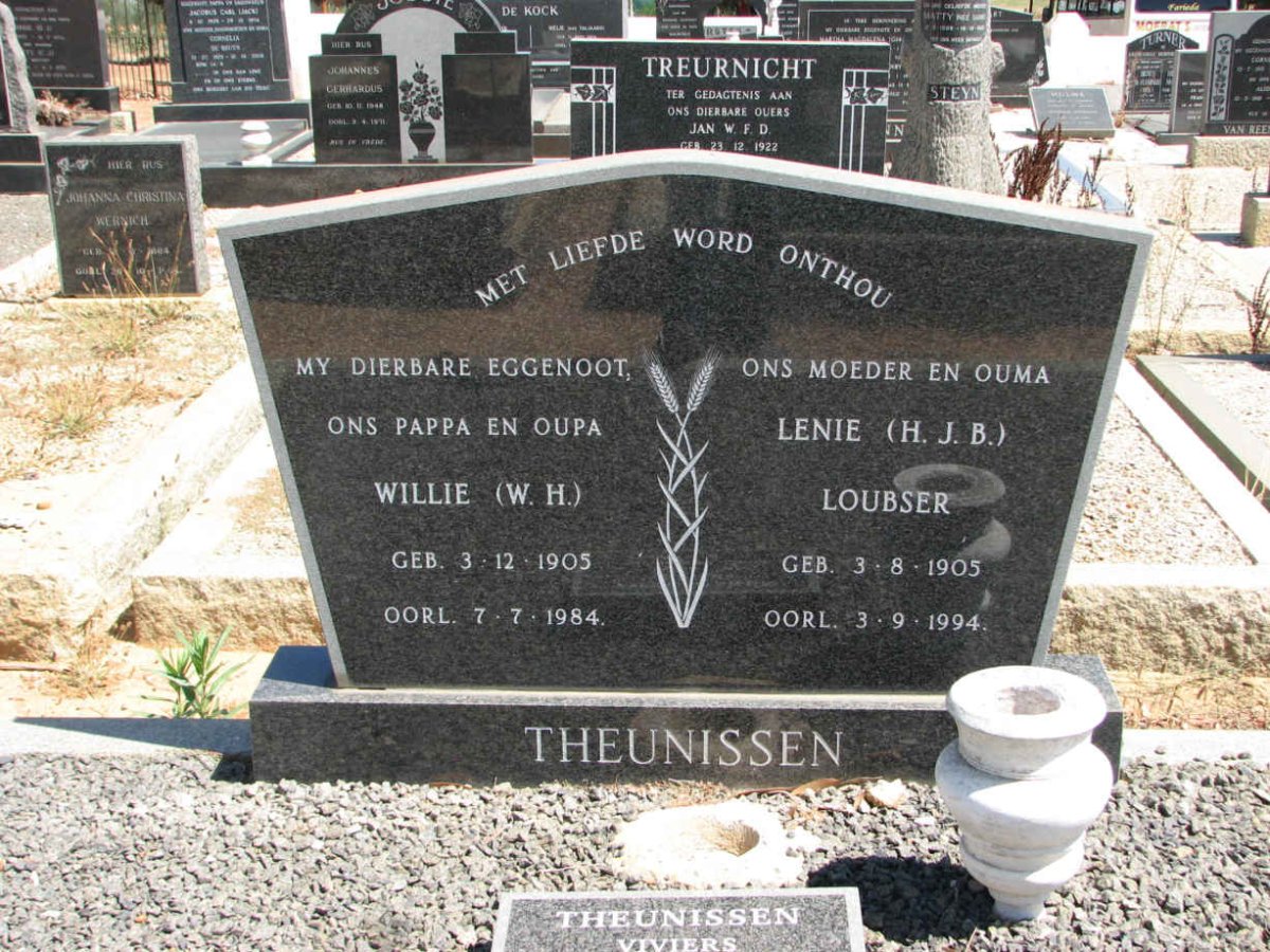 THEUNISSEN W.H. 1905-1984 &amp; H.J.B. LOUBSER 1905-1994