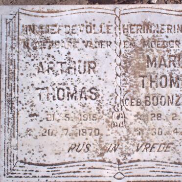 THOMAS Arthur 1915-1970 &amp; Maria BOONZAAIER 1926-1983