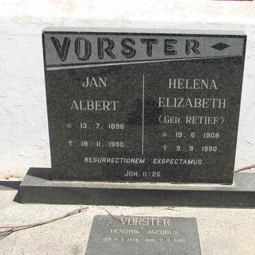 VORSTER Jan Albert 1896-1990 &amp; Helena Elizabeth RETIEF 1908-1990