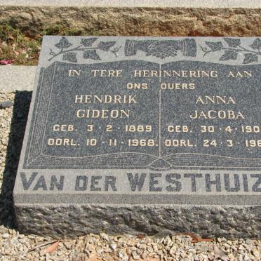 WESTHUIZEN Hendrik Gideon, van der 1889-1968 &amp; Anna Jacoba 1903-1968