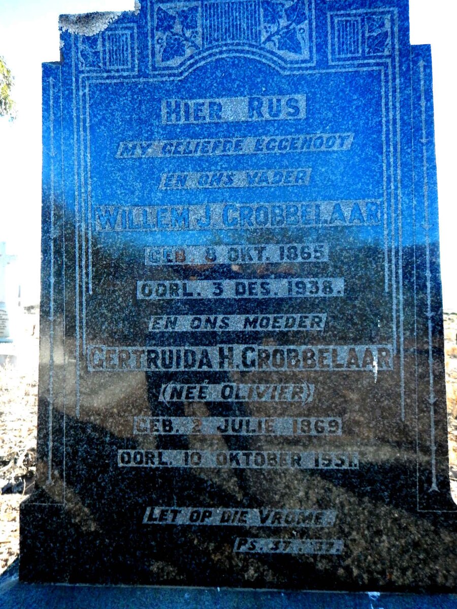 GROBBELAAR Willem Jacobus 1865-1938 &amp; Gertruida H. OLIVIER 1869-1951