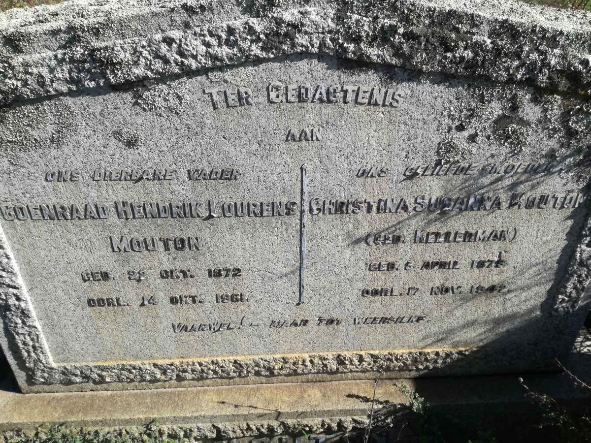 MOUTON Coenraad Hendrik Lourens 1872-1961 &amp; Christina Susanna KELLERMAN 1879-1942