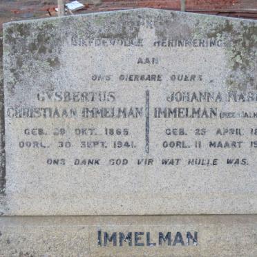IMMELMAN Gysbertus Christiaan 1865-1941 &amp; Johanna Maria MALHERBE 1871-1940