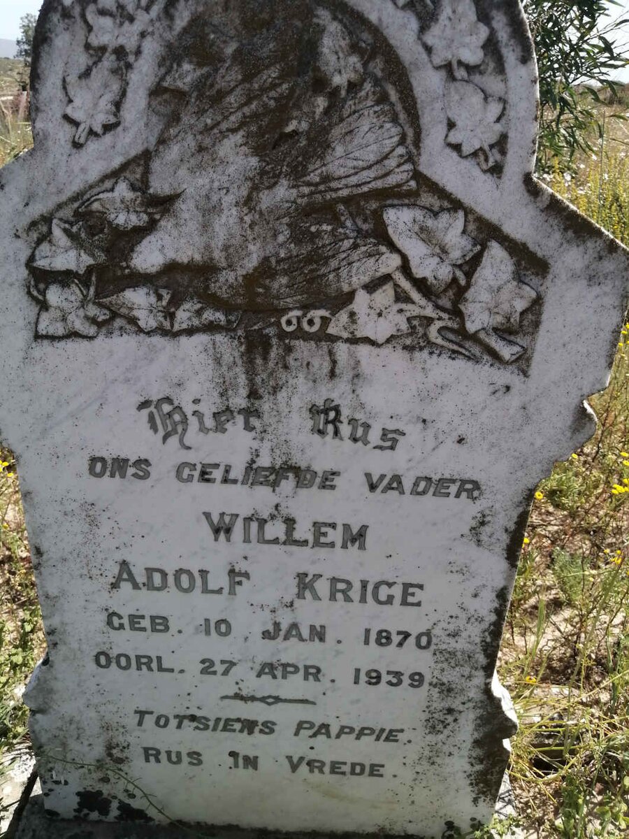 KRIGE Willem Adolf 1870-1939