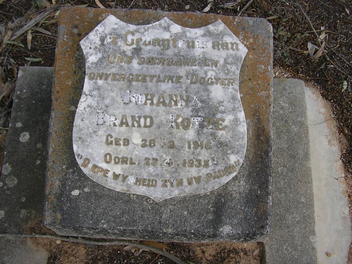 KOTZE Johanna Brand 1916-1935